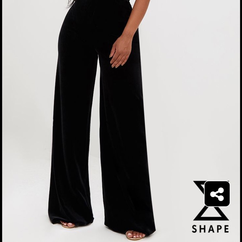 Black velvet trousers